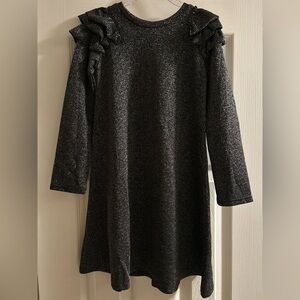Deux par Deux Un Petit Monde Shimmering Black & Silver Kids Dress